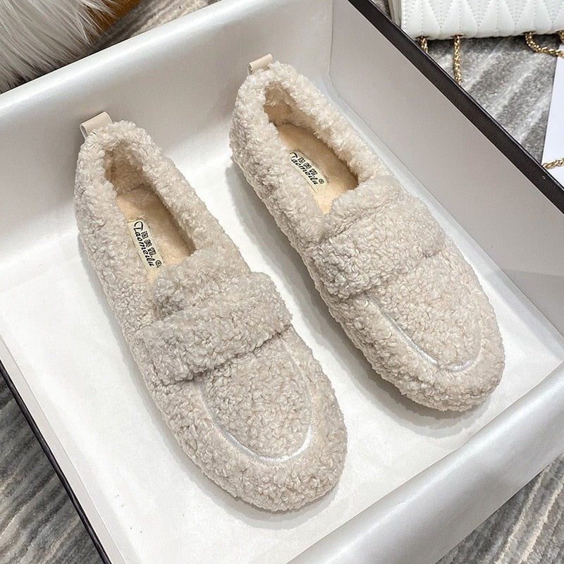 Plush Moccasins with Non-Slip Sole