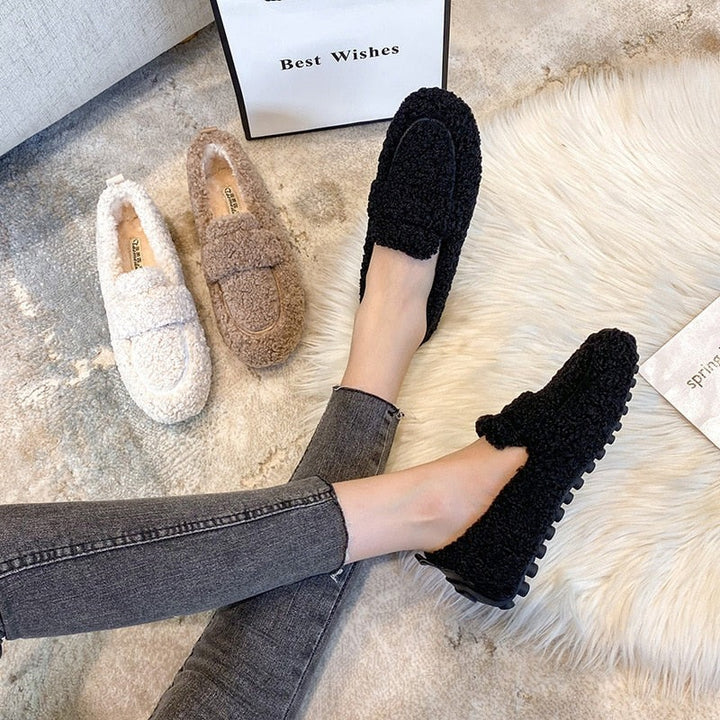 Plush Moccasins with Non-Slip Sole